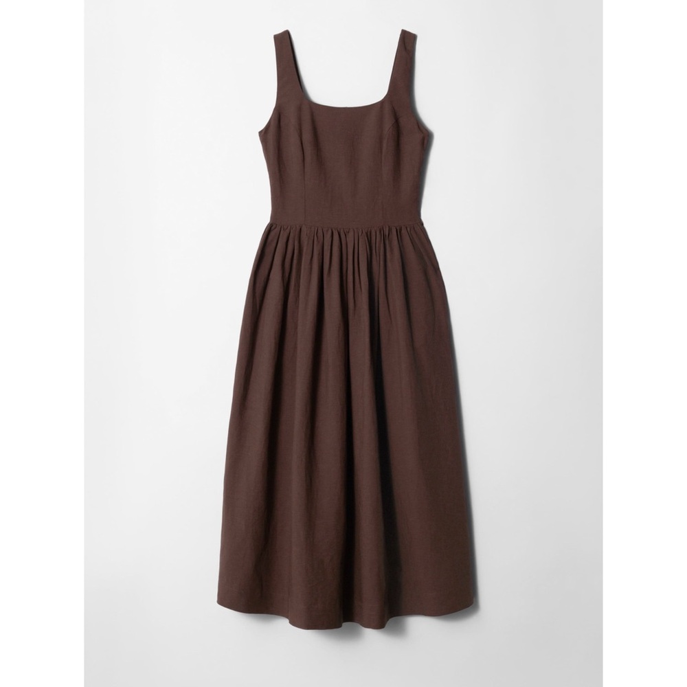 & Other Stories FLARED MIDI DRESS in brown, size 2